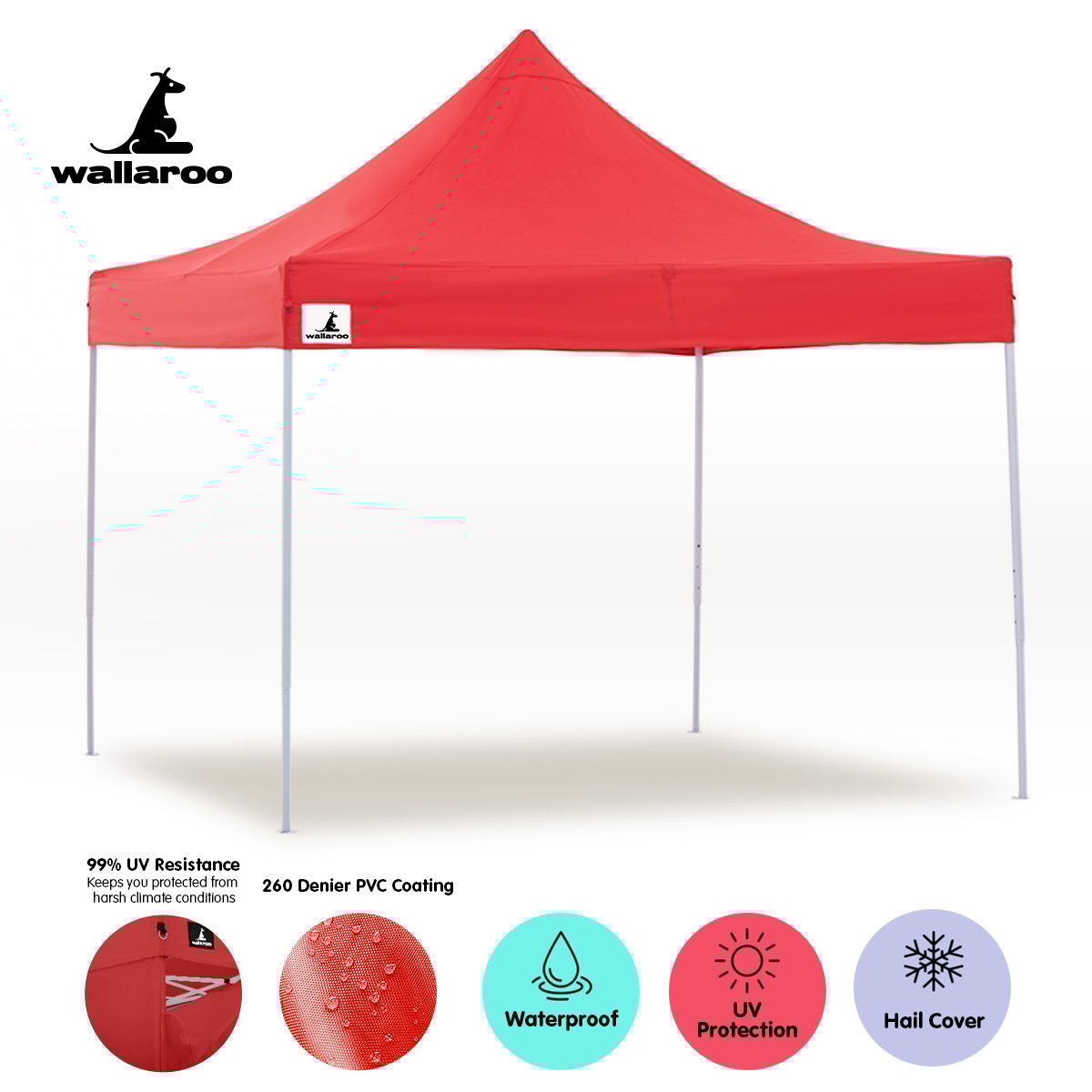 Wallaroo 3x3 Marquee - Pop Up Gazebo - Red