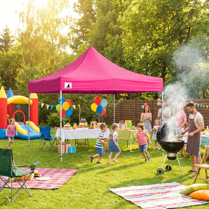 Wallaroo 3x3m Pop Up Gazebo Pink Marquee Canopy Outdoor Tent with 5 Side Walls Sandbags Carry Bag Folding Sun Shade