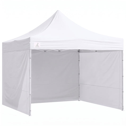 Wallaroo 3x3m Pop Up Gazebo Marquee Tent with 5 Walls, Sandbags & Carry Bag - White Folding Outdoor Canopy Shade