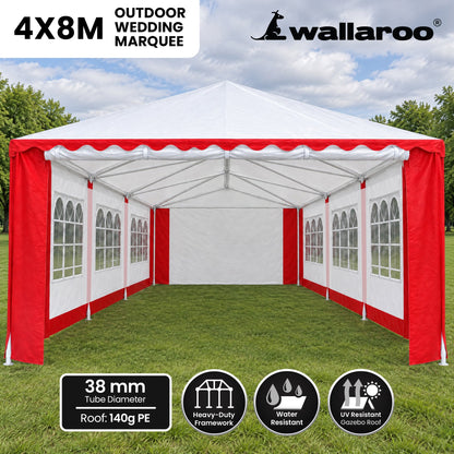 Wallaroo 4x8m Outdoor Event Wedding Marquee Tent Gazebo Canopy Red