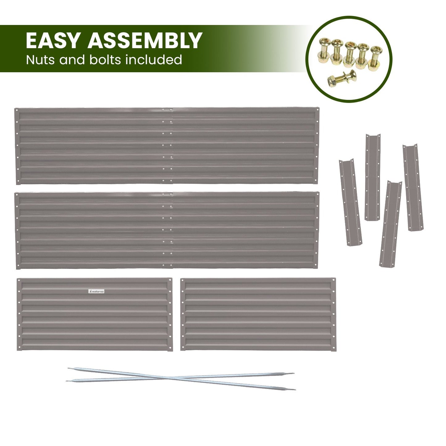 Wallaroo Garden Bed 240 x 120 x 57cm Galvanized Steel - Grey