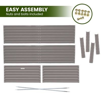 Wallaroo Garden Bed 240 x 120 x 57cm Galvanized Steel - Grey