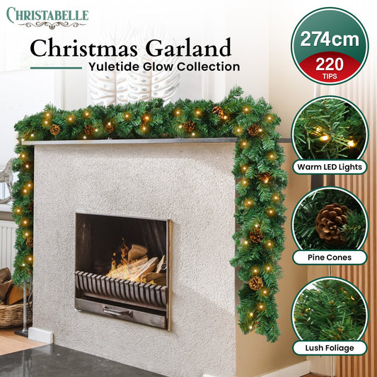 Christabelle 2.74m Christmas Garland Yuletide with LED Lights Tree Decoration Ornament