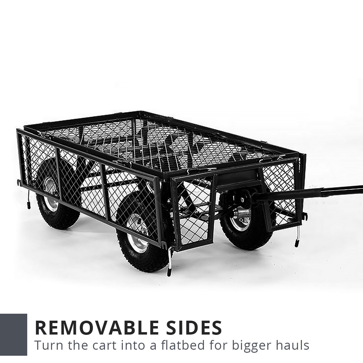 Garden Cart with Mesh Liner Lawn Folding Trolley Black