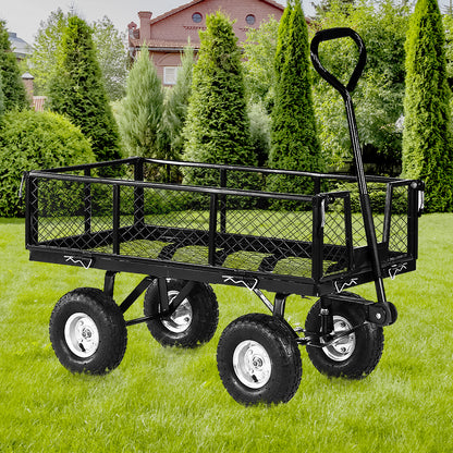 Garden Cart with Mesh Liner Lawn Folding Trolley Black