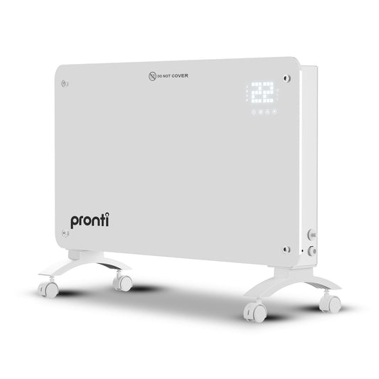 Pronti Glass Panel Convection Heater with Remote Control LED Display White