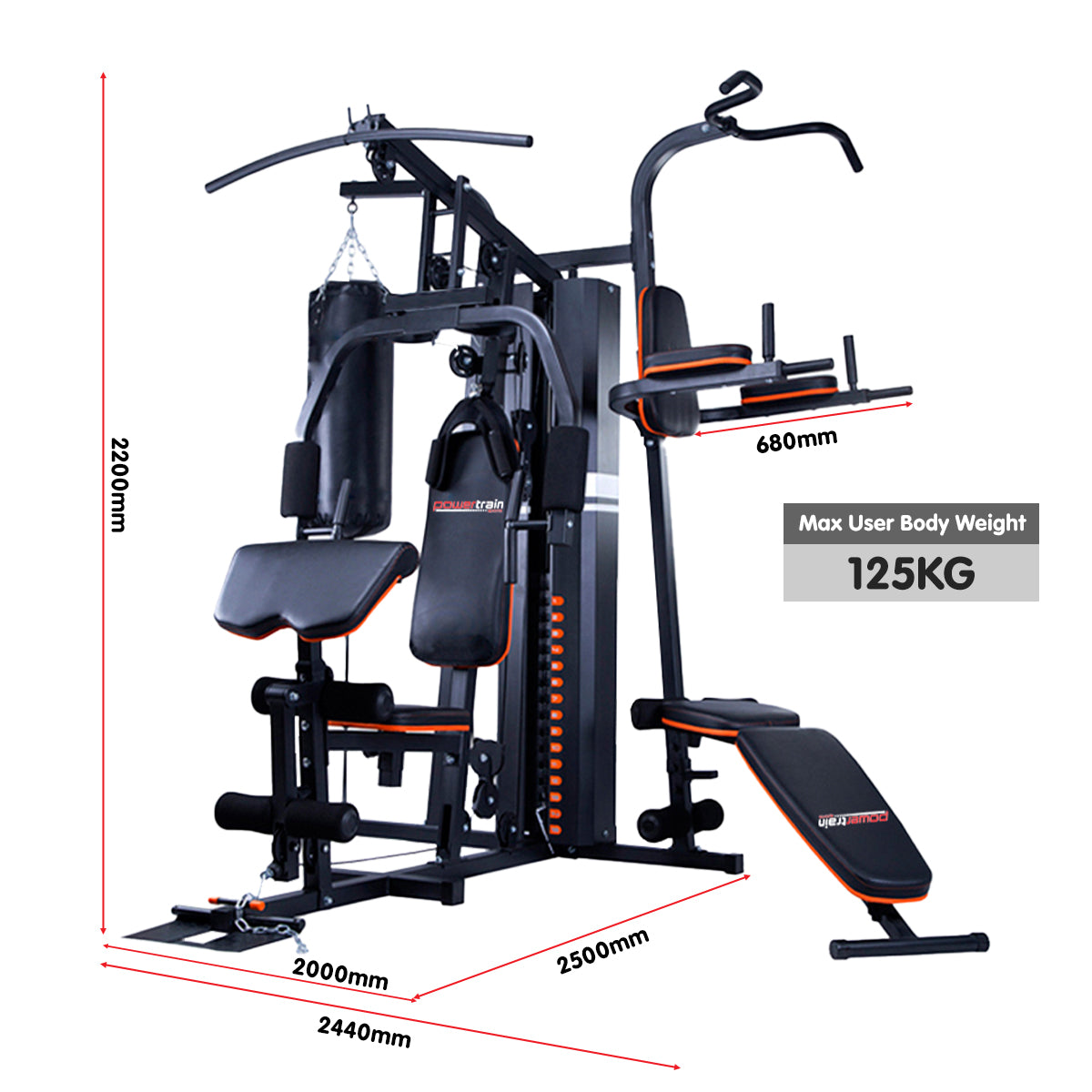 Powertrain Multi Station Home Gym 150lbs Weights Punching Bag