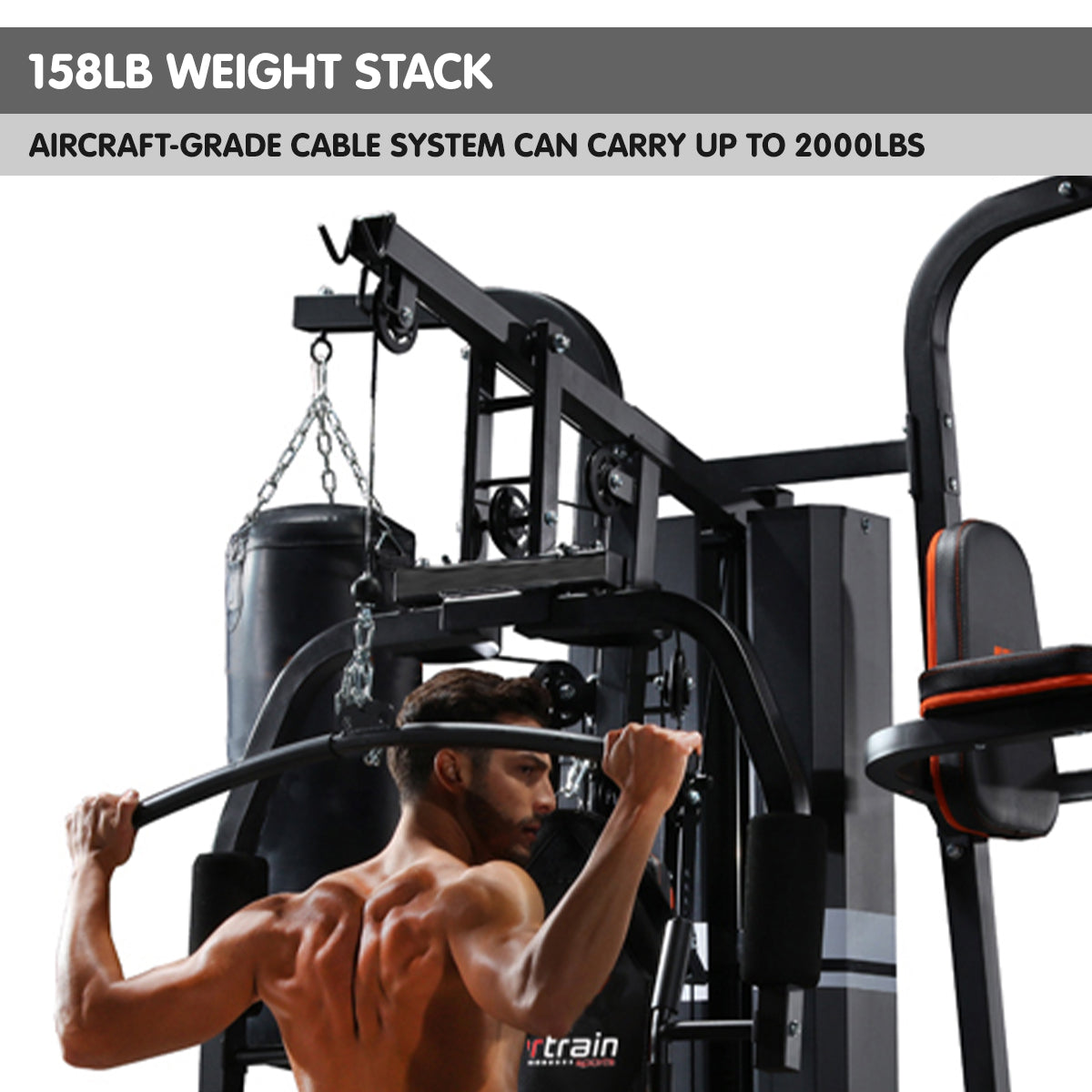 Powertrain Multi Station Home Gym 150lbs Weights Punching Bag