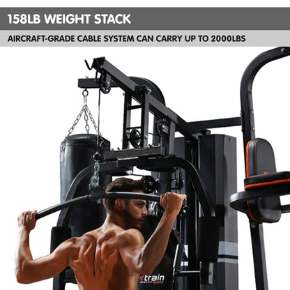 Powertrain Multi Station Home Gym 150lbs Weights Punching Bag