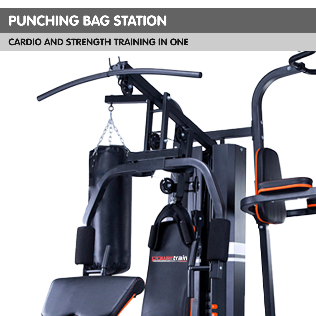 Powertrain Multi Station Home Gym 150lbs Weights Punching Bag