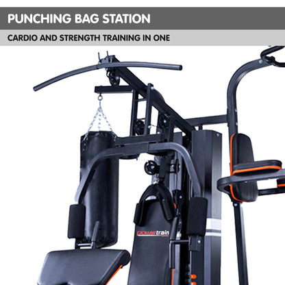 Powertrain Multi Station Home Gym 150lbs Weights Punching Bag