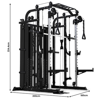 Powertrain 938B Multi-Function Smith Machine Gym Station 160KG Dual Weight Stack Power Rack Cable Heavy-Duty Steel Frame