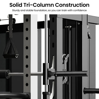 Powertrain 938B Multi-Function Smith Machine Gym Station 160KG Dual Weight Stack Power Rack Cable Heavy-Duty Steel Frame