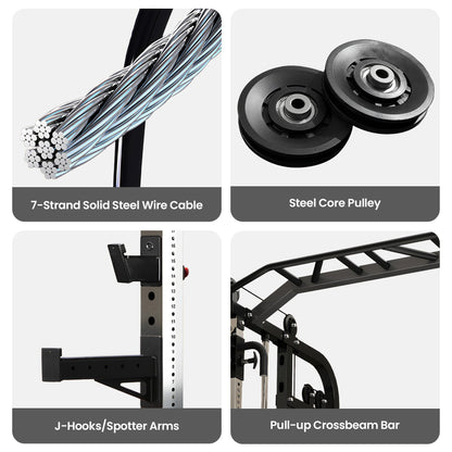 Powertrain 938B Multi-Function Smith Machine Gym Station 160KG Dual Weight Stack Power Rack Cable Heavy-Duty Steel Frame