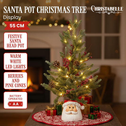 Christabelle Christmas 55cm Tree with Lights in Santa Pot