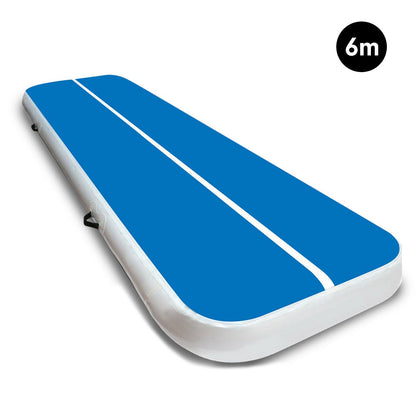 Powertrain Airtrack 20cm Thick 6m x 2m Inflatable Gymnastics Tumbling Mat Air Track - Blue