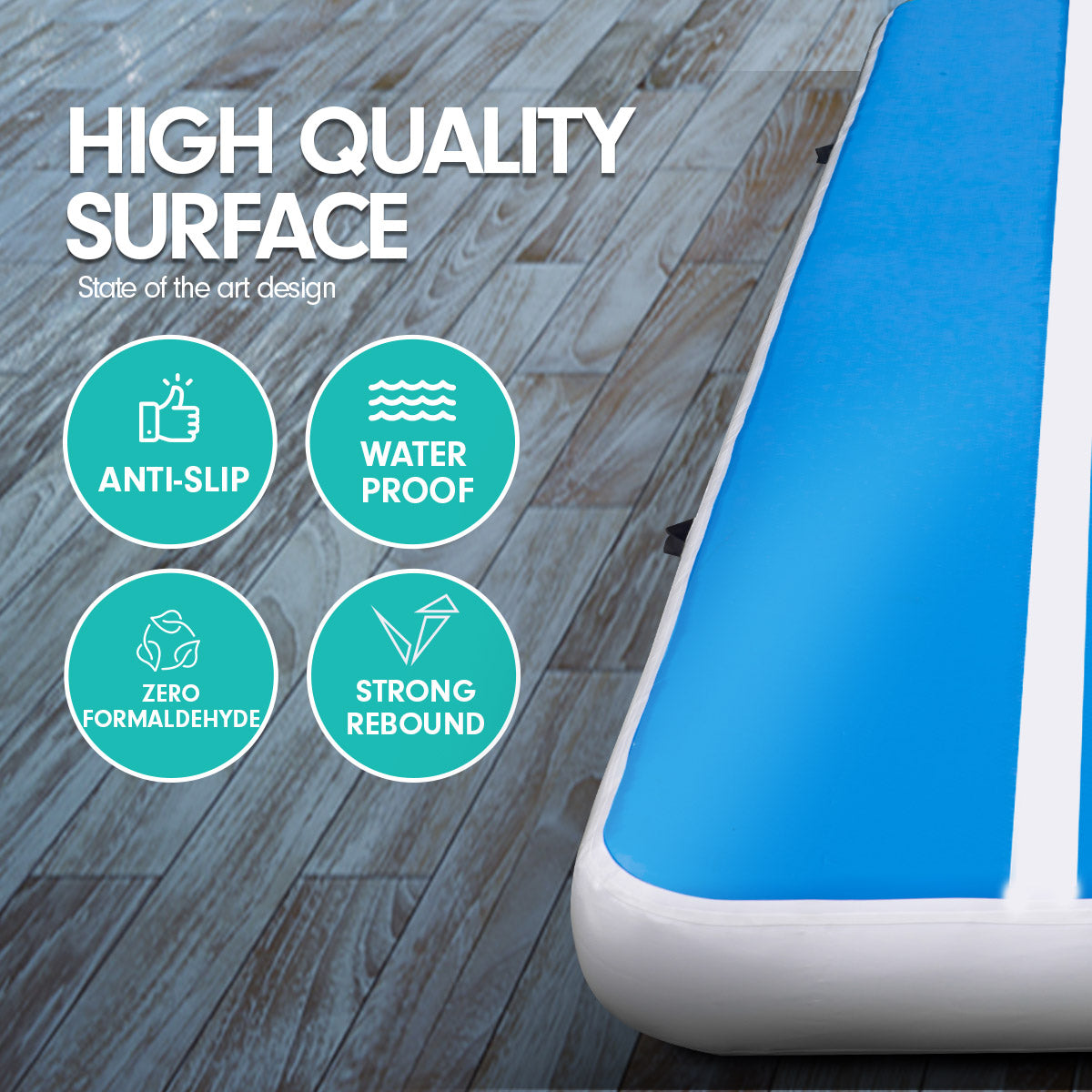 6m x 2m Air Track Tumbling Mat Gymnastics Exercise Blue White