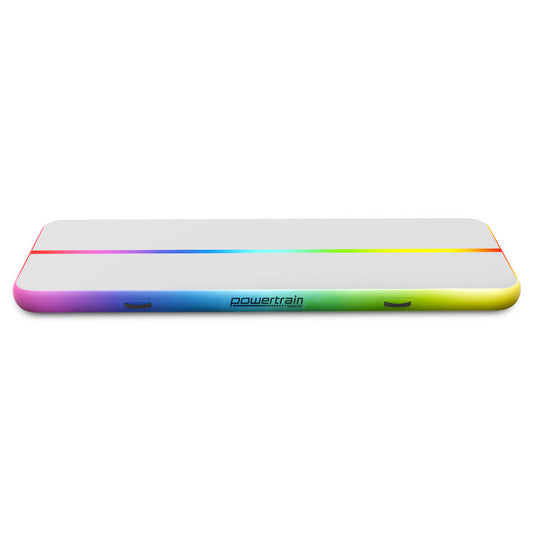 Powertrain Airtrack 20cm Thick 4m x 1m Inflatable Gymnastics Tumbling Mat Air Track - Rainbow