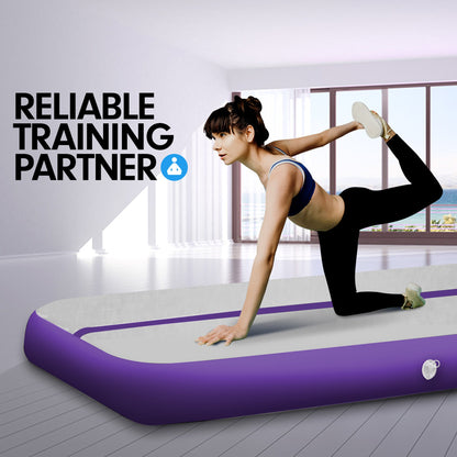 Powertrain Airtrack 20cm Thick 4m x 1m Inflatable Gymnastics Tumbling Mat Air Track - Purple