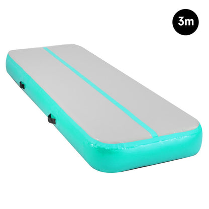 Powertrain Airtrack 20cm Thick 3m x 1m Inflatable Gymnastics Tumbling Mat Air Track - Mint Green