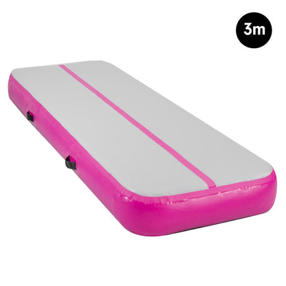 Powertrain Airtrack 20cm Thick 3m x 1m Inflatable Gymnastics Tumbling Mat Air Track - Pink