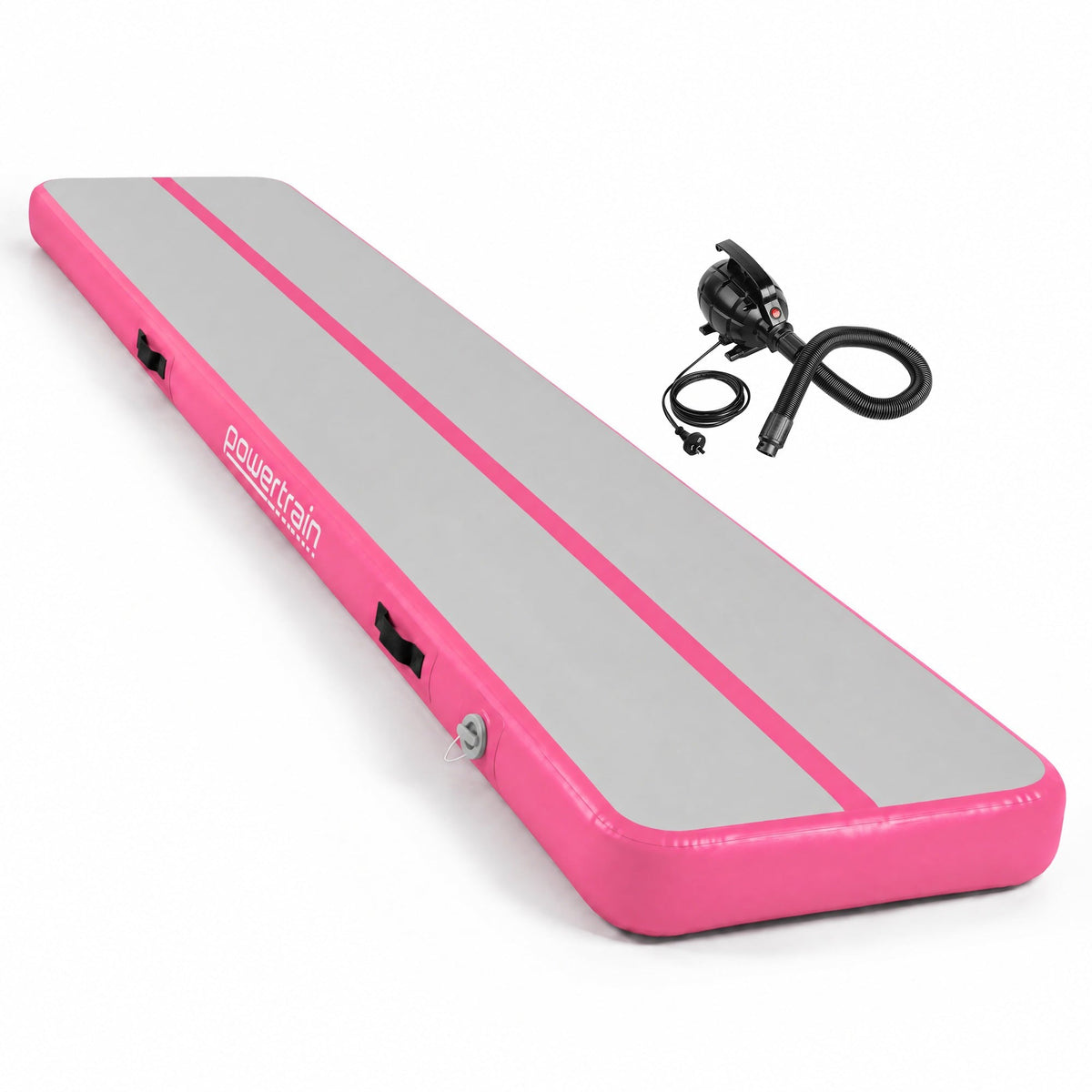 Powertrain 6m x 1m Inflatable Air Track 20cm Thick Gymnastics Exercise Tumbling Mat in Pink with Electric Pump