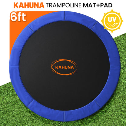 Kahuna 6ft Trampoline Replacememnt Safety Pad Cover and Spring Jumping Bounce Mat Blue