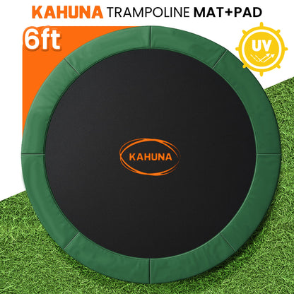 Kahuna 6ft Trampoline Replacememnt Safety Pad Cover and Spring Jumping Bounce Mat Green