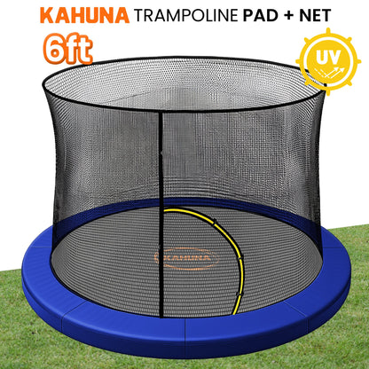 Kahuna 6ft Trampoline Pad and Net in Blue
