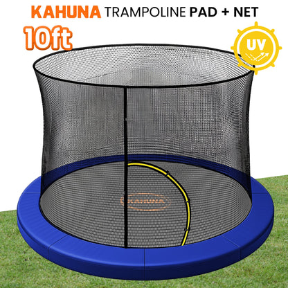 Kahuna 10ft Trampoline Pad and Net in Blue