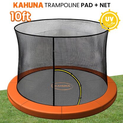 Kahuna 10ft Trampoline Pad and Net in Orange