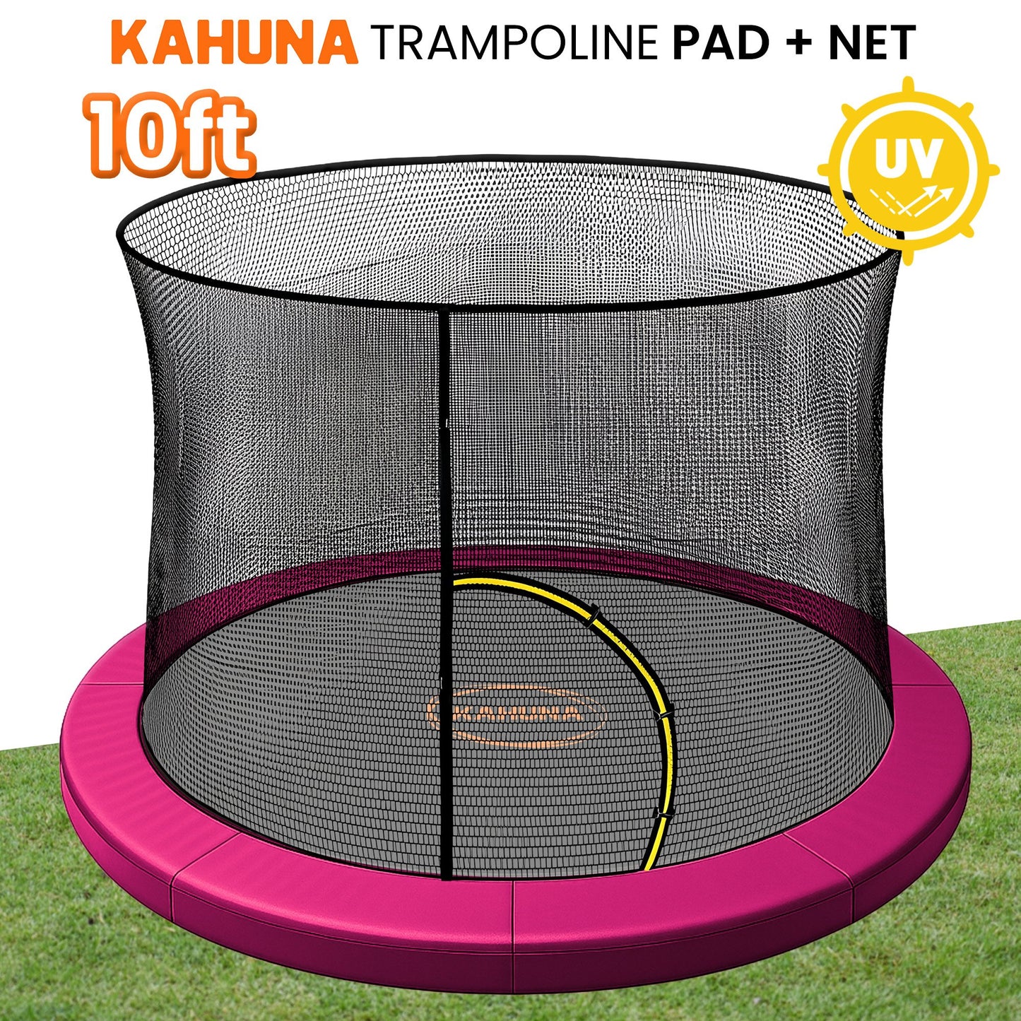 Kahuna 10ft Trampoline Pad and Net in Pink