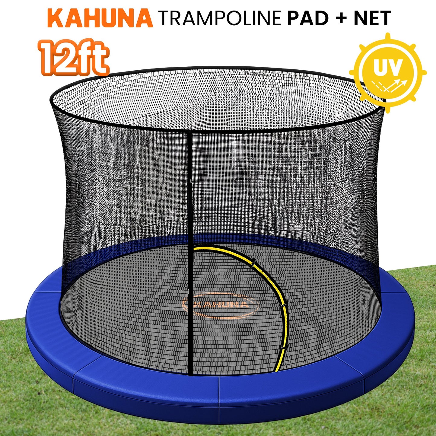 Kahuna 12ft Trampoline Pad and Net in Blue