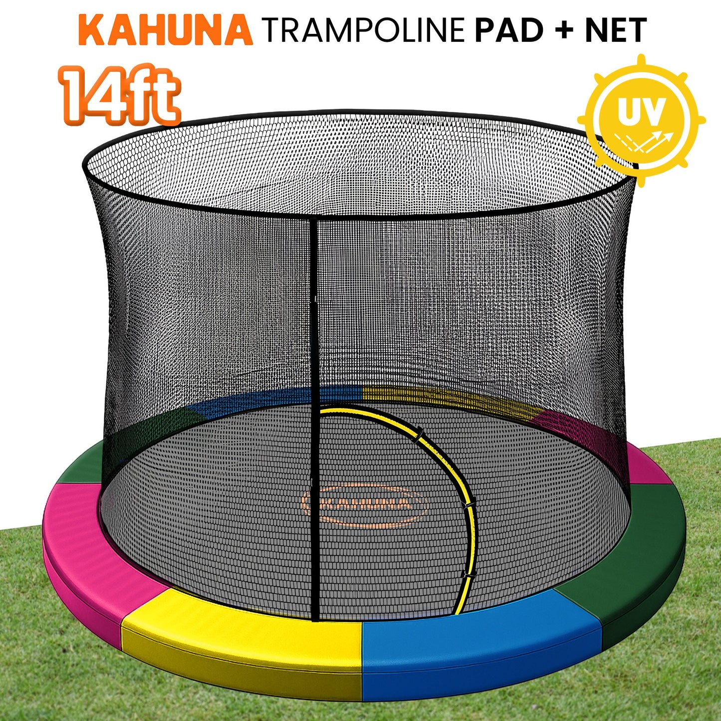 Kahuna 14ft Trampoline Pad and Net in Rainbow