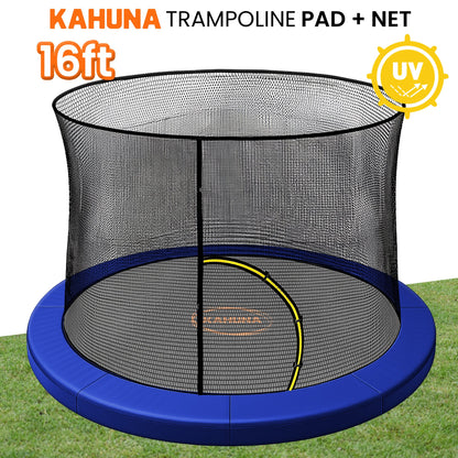 Kahuna 16ft Trampoline Pad and Net in Blue