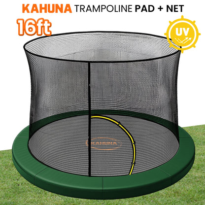 Kahuna 16ft Trampoline Pad and Net in Green