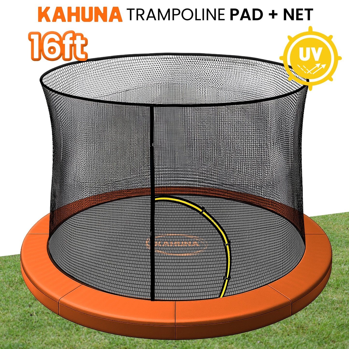 Kahuna 16ft Trampoline Pad and Net in Orange