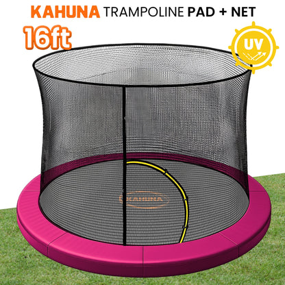 Kahuna 16ft Trampoline Pad and Net in Pink