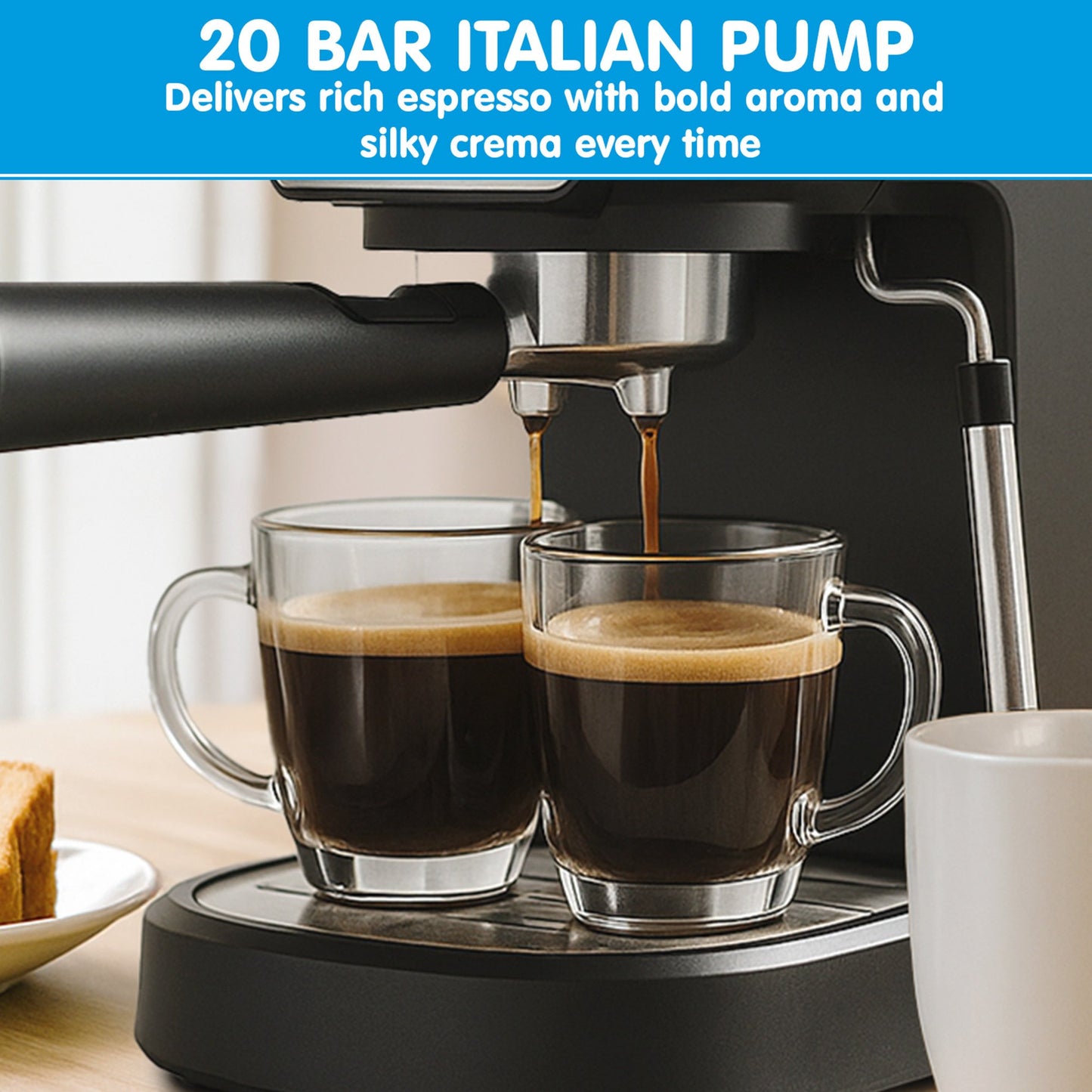 Pronti Breakfast Set with Rose Gold Kettle & Toaster with 1.25L Espresso Machine - White