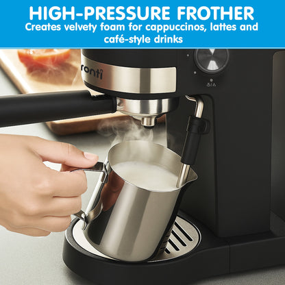 Pronti Breakfast Set with Rose Gold Kettle & Toaster with 1.25L Espresso Machine - White