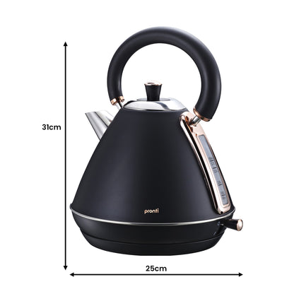 Pronti 3-in-1 Breakfast Set Kettle, 4-Slice Toaster and Pronti HomeMaid Coffee Machine Appliance Combo in Black