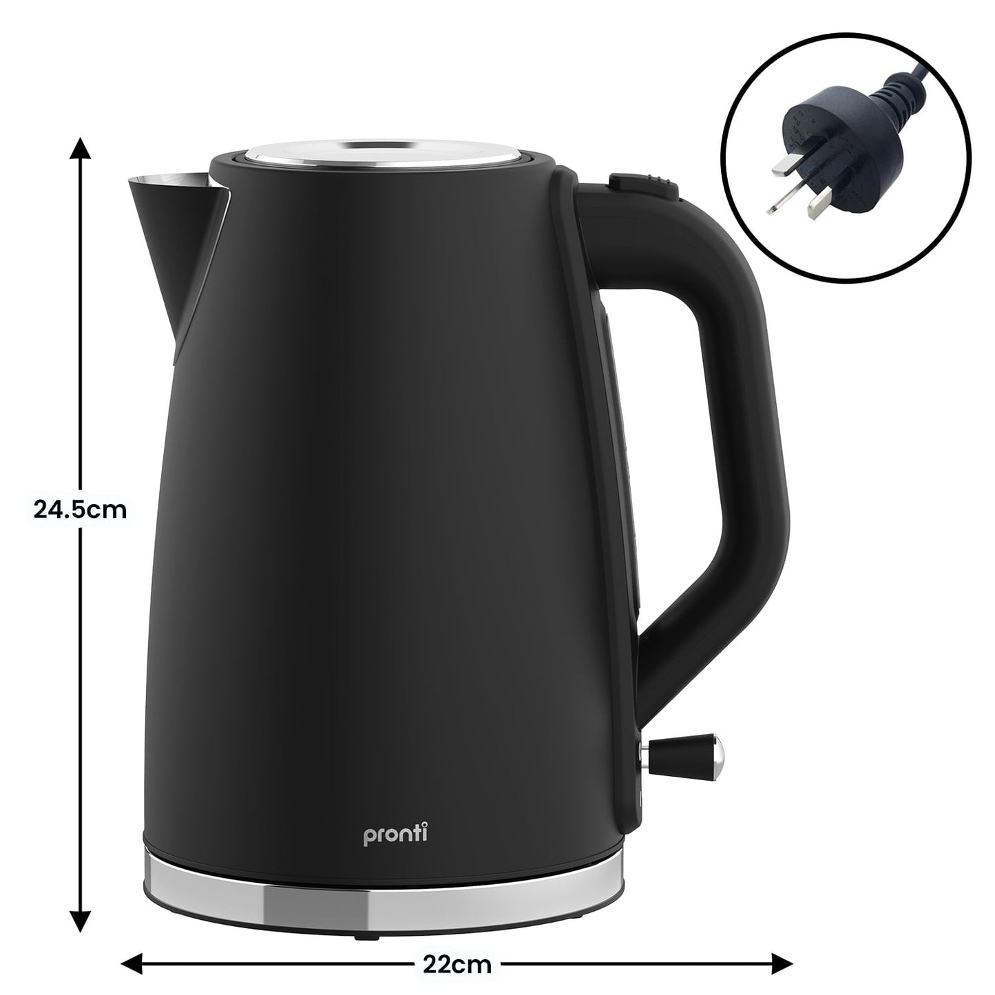 Pronti Silver Noir Collection 1.7L Electric Kettle