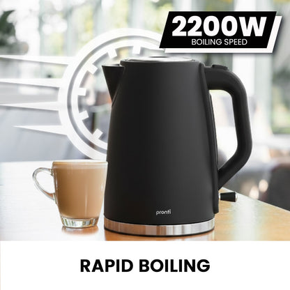 Pronti Silver Noir Collection 1.7L Electric Kettle