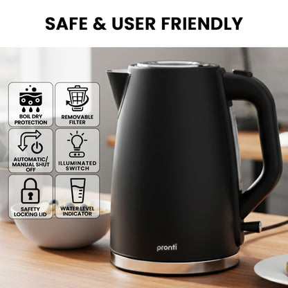 Pronti Silver Noir Collection 4 Slice Toaster and Kettle Bundle