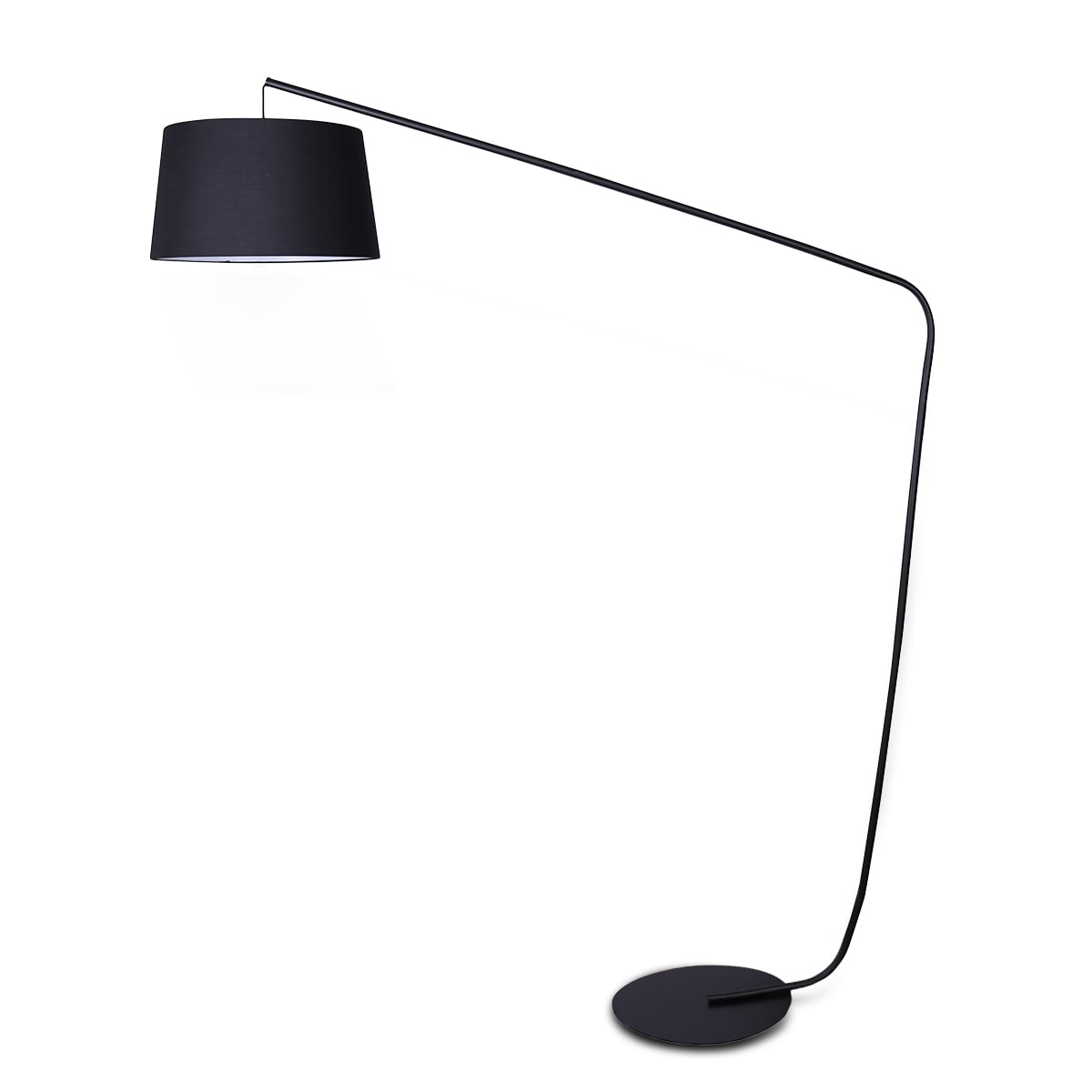 Sarantino Black Metal Arc Floor Lamp with Linen Taper Shade, Mid-Century Modern Tall Standing Light for Living Room