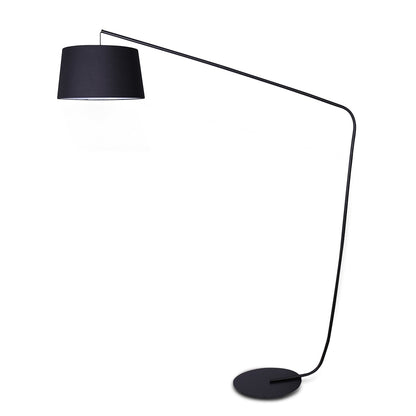 Sarantino Black Metal Arc Floor Lamp with Linen Taper Shade, Mid-Century Modern Tall Standing Light for Living Room