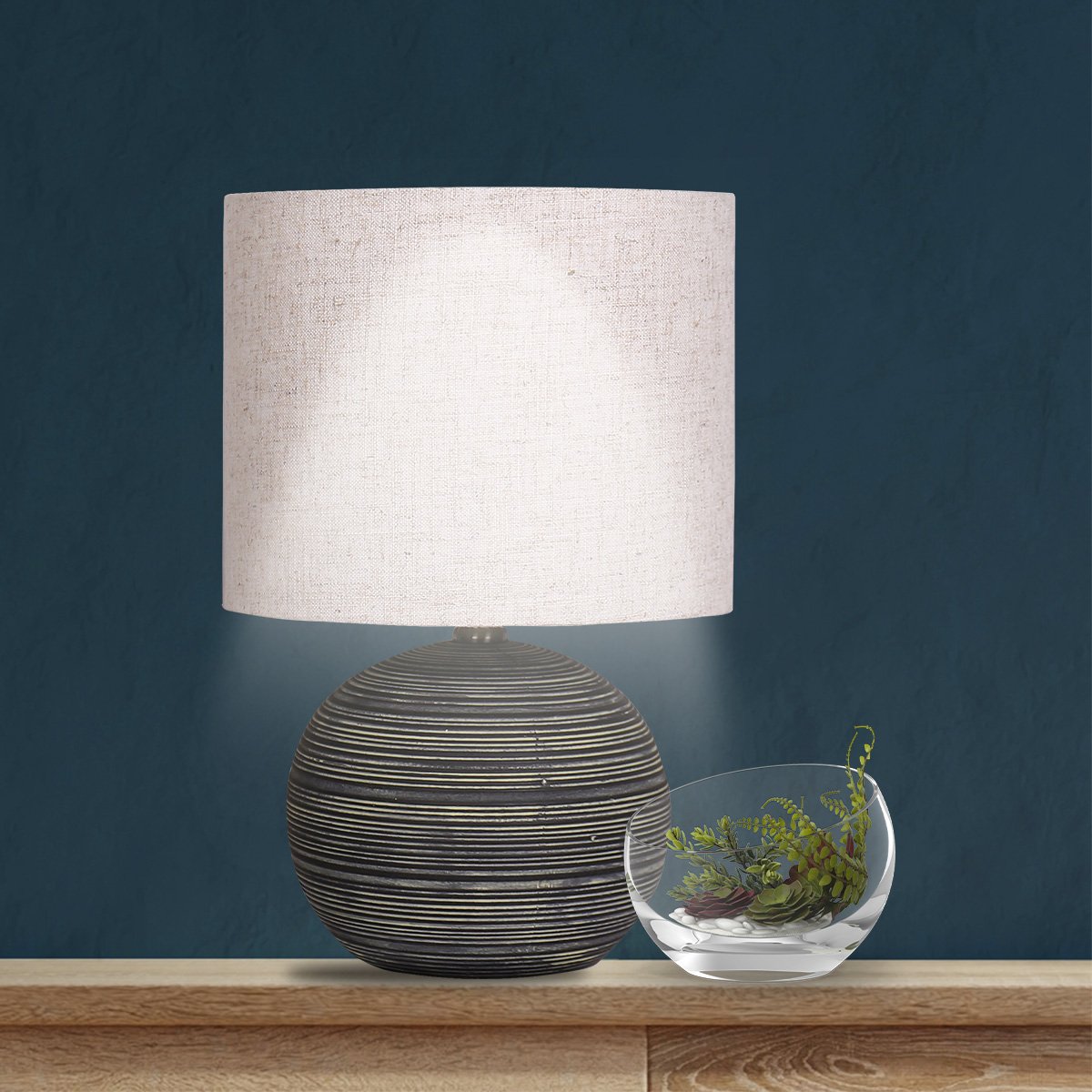 Sarantino Ceramic Table Lamp with Striped Pattern