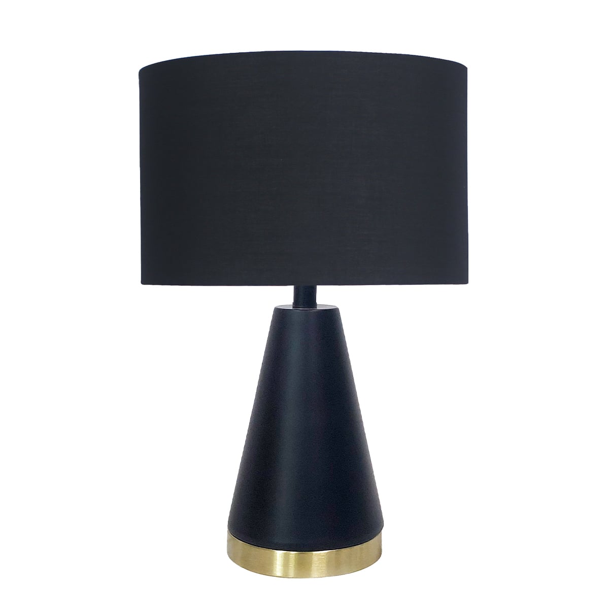 Sarantino Black and Gold Metal Table Lamp with Fabric Shade Modern Bedside Desk Light for Living Room Bedroom