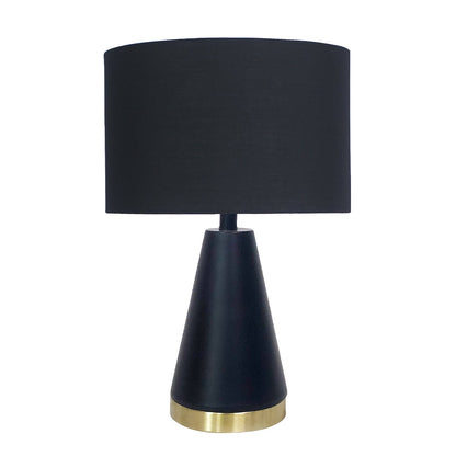 Sarantino Black and Gold Metal Table Lamp with Fabric Shade Modern Bedside Desk Light for Living Room Bedroom