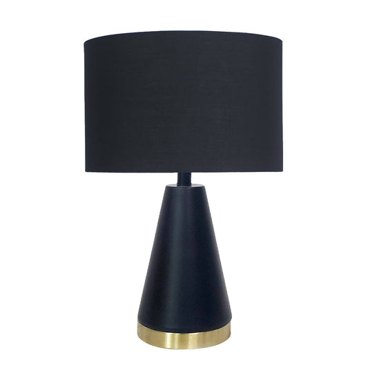 Sarantino Black and Gold Metal Table Lamp with Fabric Shade Modern Bedside Desk Light for Living Room Bedroom